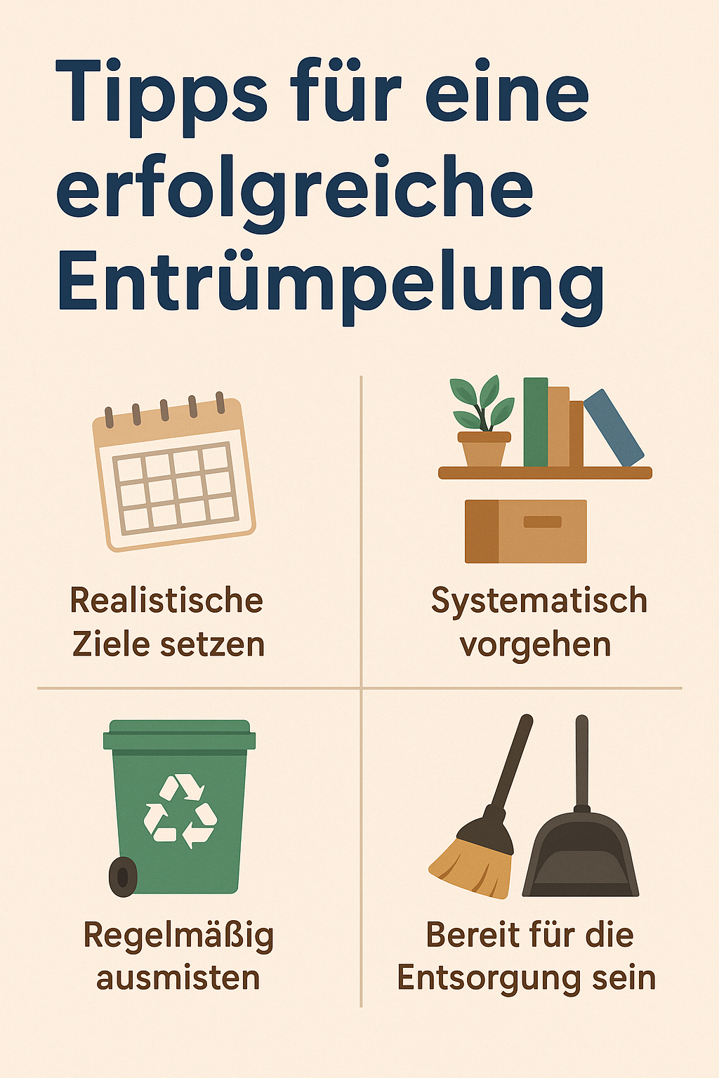 Ein Bild welches nützliche Tipps für die Entrümpelung mit Unterstützung von Hausmann Umzüge zeigt